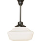 Meyda Lighting Revival 222822 16" Craftsman Brown Schoolhouse Pendant Light With White Opal Shade Glass