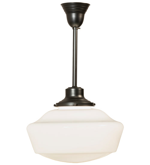 Meyda Lighting Revival 222822 16" Craftsman Brown Schoolhouse Pendant Light With White Opal Shade Glass