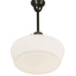 Meyda Lighting Revival 222822 16" Craftsman Brown Schoolhouse Pendant Light With White Opal Shade Glass