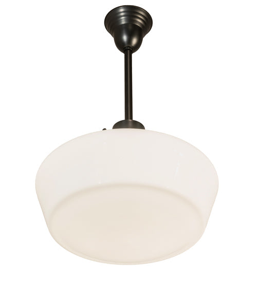 Meyda Lighting Revival 222822 16" Craftsman Brown Schoolhouse Pendant Light With White Opal Shade Glass