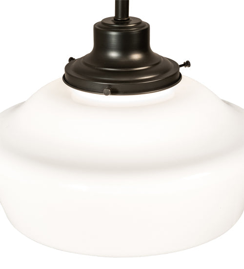 Meyda Lighting Revival 222822 16" Craftsman Brown Schoolhouse Pendant Light With White Opal Shade Glass