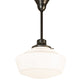 Meyda Lighting Revival 222822 16" Craftsman Brown Schoolhouse Pendant Light With White Opal Shade Glass