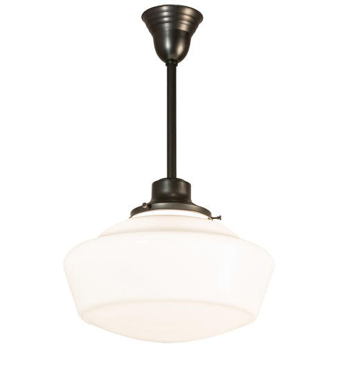 Meyda Lighting Revival 222822 16" Craftsman Brown Schoolhouse Pendant Light With White Opal Shade Glass