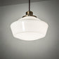 Meyda Lighting Revival 227178 16" Antique Brass Schoolhouse Pendant Light With White Opal Shade Glass