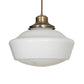 Meyda Lighting Revival 227178 16" Antique Brass Schoolhouse Pendant Light With White Opal Shade Glass