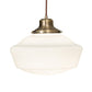 Meyda Lighting Revival 227178 16" Antique Brass Schoolhouse Pendant Light With White Opal Shade Glass