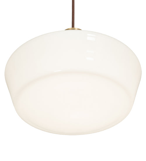 Meyda Lighting Revival 227178 16" Antique Brass Schoolhouse Pendant Light With White Opal Shade Glass