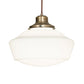 Meyda Lighting Revival 227178 16" Antique Brass Schoolhouse Pendant Light With White Opal Shade Glass