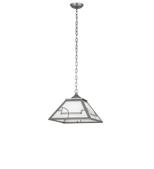 Meyda Lighting Revival 23" 2-Light Nickel Deco Pendant Light With White Art Shade Glass
