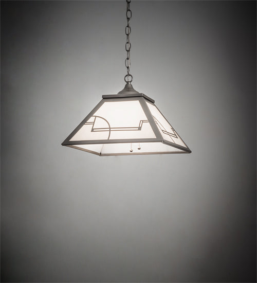 Meyda Lighting Revival 23" 2-Light Nickel Deco Pendant Light With White Art Shade Glass