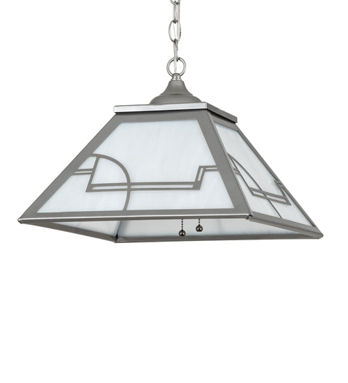 Meyda Lighting Revival 23" 2-Light Nickel Deco Pendant Light With White Art Shade Glass