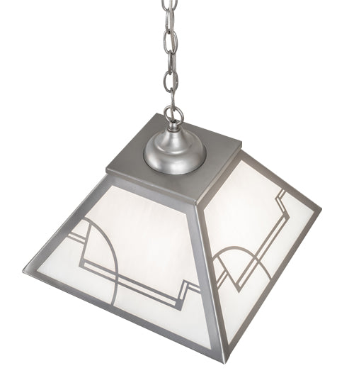 Meyda Lighting Revival 23" 2-Light Nickel Deco Pendant Light With White Art Shade Glass