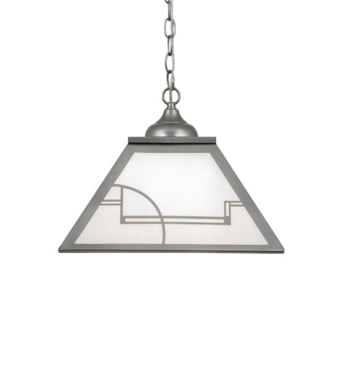 Meyda Lighting Revival 23" 2-Light Nickel Deco Pendant Light With White Art Shade Glass