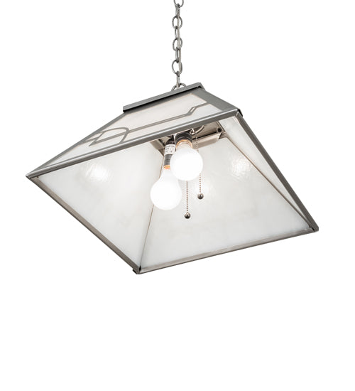 Meyda Lighting Revival 23" 2-Light Nickel Deco Pendant Light With White Art Shade Glass