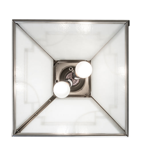 Meyda Lighting Revival 23" 2-Light Nickel Deco Pendant Light With White Art Shade Glass