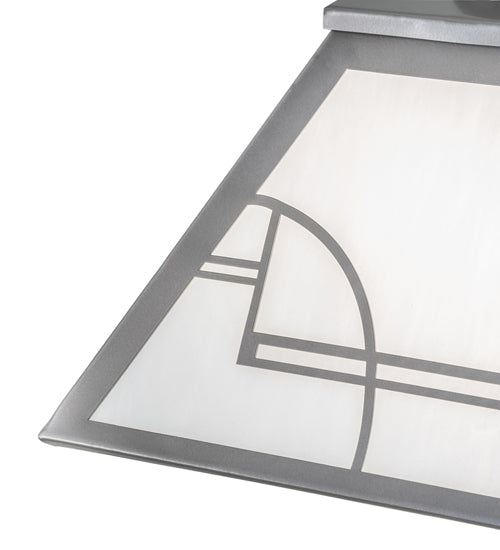 Meyda Lighting Revival 23" 2-Light Nickel Deco Pendant Light With White Art Shade Glass