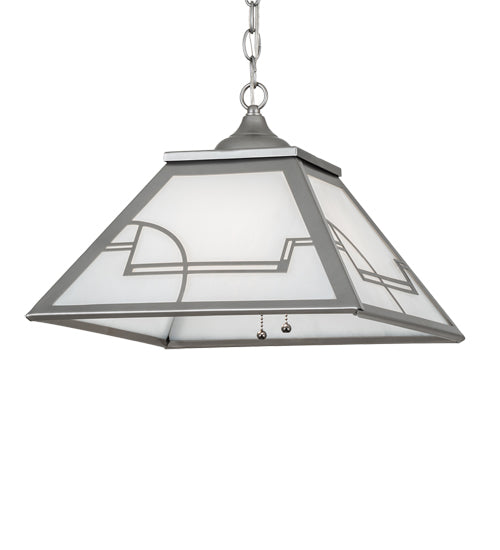 Meyda Lighting Revival 23" 2-Light Nickel Deco Pendant Light With White Art Shade Glass