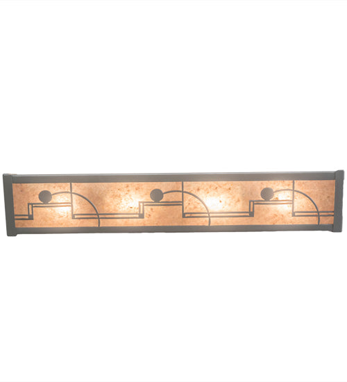 Meyda Lighting Revival 24" 4-Light Nickel Deco Vanity Light With Silver Mica Shade Glass