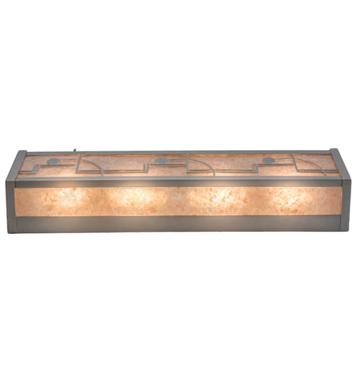 Meyda Lighting Revival 24" 4-Light Nickel Deco Vanity Light With Silver Mica Shade Glass