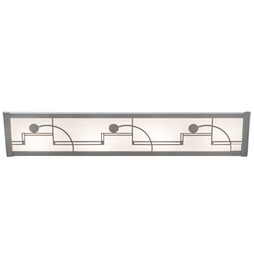 Meyda Lighting Revival 24" 4-Light Nickel Powder Coat Deco Vanity Light With White Art Shade Glass