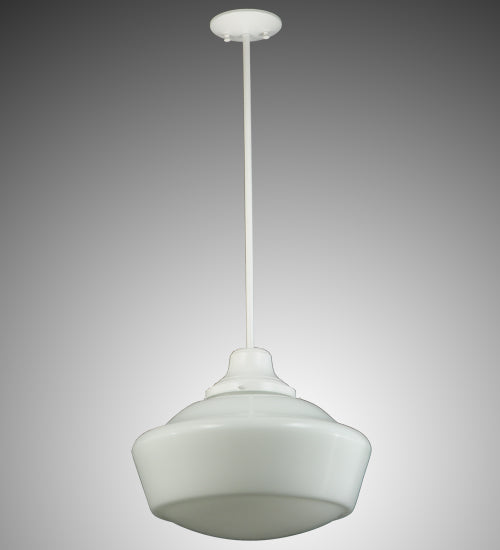 Meyda Lighting Revival 245727 16" White Schoolhouse Pendant Light With White Opal Traditional Globe Shade Glass