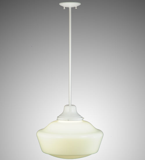 Meyda Lighting Revival 245727 16" White Schoolhouse Pendant Light With White Opal Traditional Globe Shade Glass