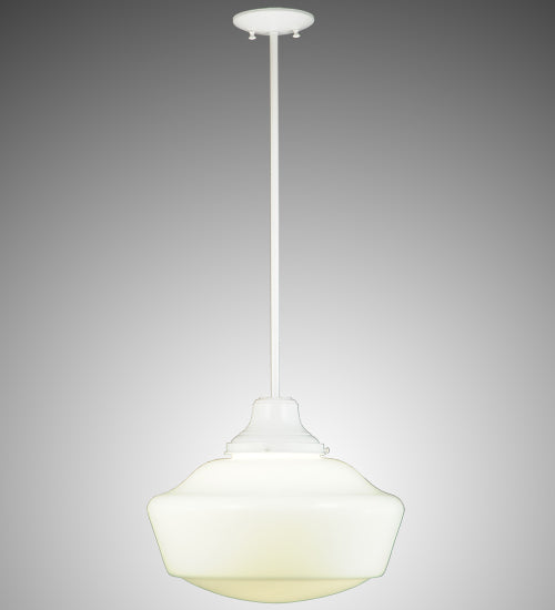 Meyda Lighting Revival 245727 16" White Schoolhouse Pendant Light With White Opal Traditional Globe Shade Glass