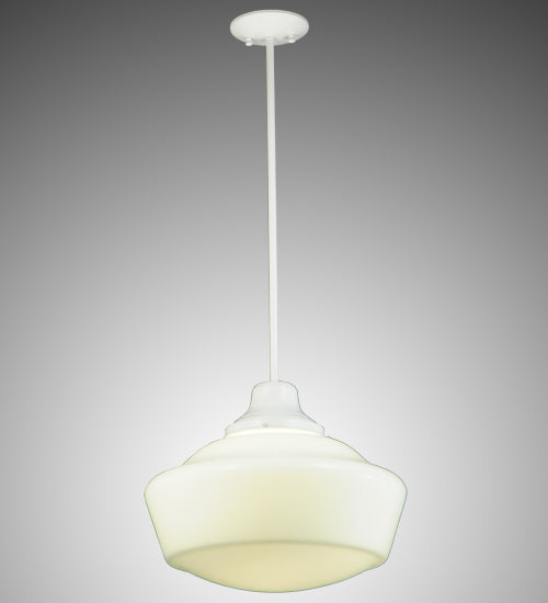 Meyda Lighting Revival 245727 16" White Schoolhouse Pendant Light With White Opal Traditional Globe Shade Glass