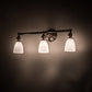 Meyda Lighting Revival 25" 3-Light Brushed Nickel Goblet Vanity Light With White Opal Shade Glass