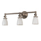 Meyda Lighting Revival 25" 3-Light Brushed Nickel Goblet Vanity Light With White Opal Shade Glass