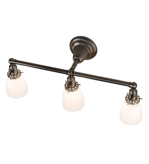 Meyda Lighting Revival 25" 3-Light Brushed Nickel Goblet Vanity Light With White Opal Shade Glass