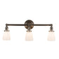Meyda Lighting Revival 25" 3-Light Brushed Nickel Goblet Vanity Light With White Opal Shade Glass