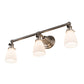 Meyda Lighting Revival 25" 3-Light Brushed Nickel Goblet Vanity Light With White Opal Shade Glass