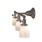 Meyda Lighting Revival 25" 3-Light Brushed Nickel Goblet Vanity Light With White Opal Shade Glass