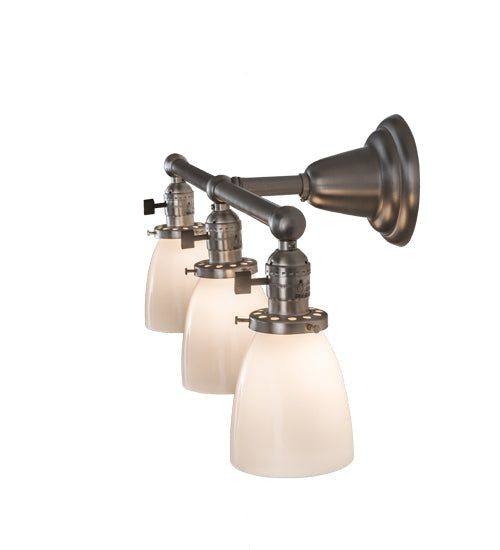 Meyda Lighting Revival 25" 3-Light Brushed Nickel Goblet Vanity Light With White Opal Shade Glass