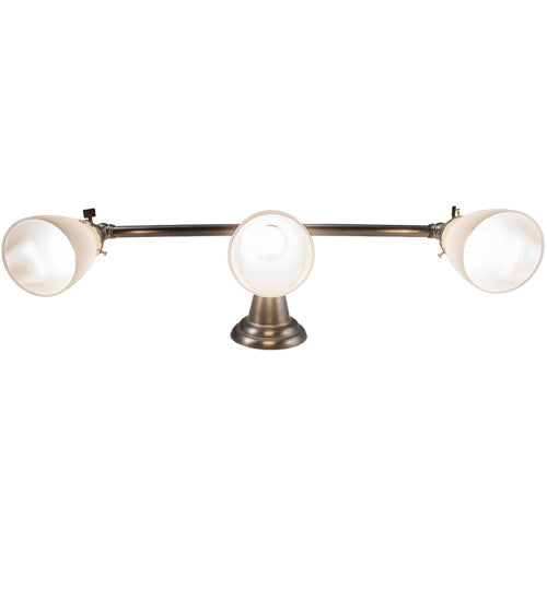 Meyda Lighting Revival 25" 3-Light Brushed Nickel Goblet Vanity Light With White Opal Shade Glass