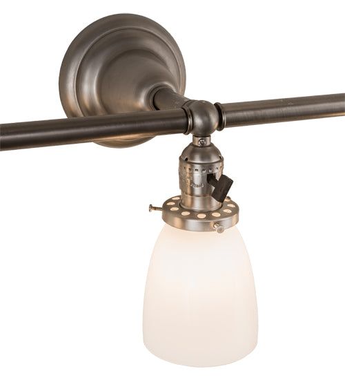 Meyda Lighting Revival 25" 3-Light Brushed Nickel Goblet Vanity Light With White Opal Shade Glass