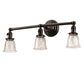 Meyda Lighting Revival 25" 3-Light Craftsman Brown Gas & Electric Vanity Light With Clear Shade Glass