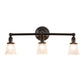 Meyda Lighting Revival 25" 3-Light Craftsman Brown Gas & Electric Vanity Light With Clear Shade Glass