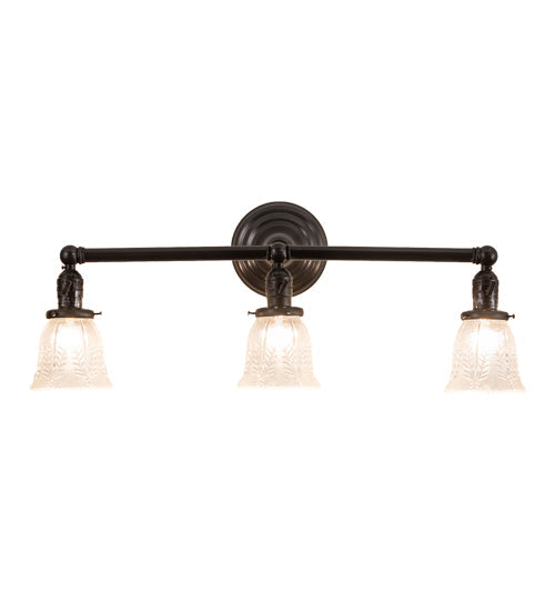 Meyda Lighting Revival 25" 3-Light Craftsman Brown Gas & Electric Vanity Light With Clear Shade Glass