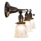 Meyda Lighting Revival 25" 3-Light Craftsman Brown Gas & Electric Vanity Light With Clear Shade Glass