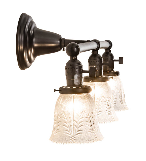 Meyda Lighting Revival 25" 3-Light Craftsman Brown Gas & Electric Vanity Light With Clear Shade Glass