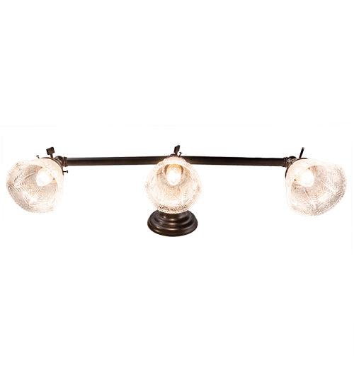 Meyda Lighting Revival 25" 3-Light Craftsman Brown Gas & Electric Vanity Light With Clear Shade Glass