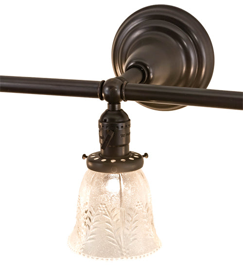 Meyda Lighting Revival 25" 3-Light Craftsman Brown Gas & Electric Vanity Light With Clear Shade Glass