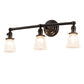 Meyda Lighting Revival 25" 3-Light Craftsman Brown Gas & Electric Vanity Light With Clear Shade Glass