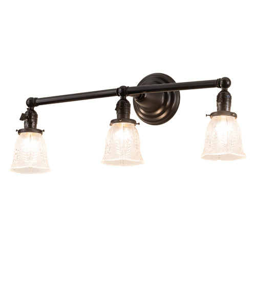 Meyda Lighting Revival 25" 3-Light Craftsman Brown Gas & Electric Vanity Light With Clear Shade Glass