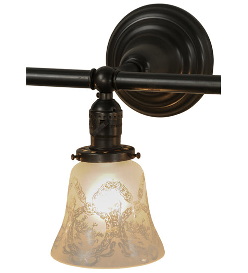 Meyda Lighting Revival 25" 3-Light Craftsman Brown Gas & Electric Vanity Light With White Shade Glass