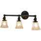 Meyda Lighting Revival 25" 3-Light Craftsman Brown Gas & Electric Vanity Light With White Shade Glass