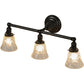 Meyda Lighting Revival 25" 3-Light Craftsman Brown Gas & Electric Vanity Light With White Shade Glass