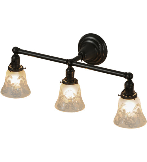 Meyda Lighting Revival 25" 3-Light Craftsman Brown Gas & Electric Vanity Light With White Shade Glass